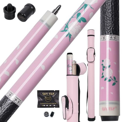 CUEELF Pink Pool Cue Stick 58inches Canadian Maple Billiard Cue Sticks Professional Pool Stick Gifts for Women and Ladies - color: Pink+Black, size: 21 oz