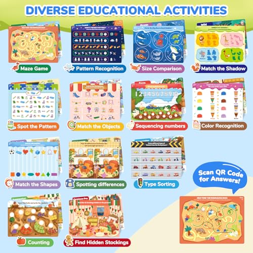 JoyCat Seek & Find Game Books - Preschool Learning Activity for Toddlers & Kids Ages 3-5, Travel Activities Toys for Road Trip Car Airplane, Busy Book, Birthday Gifts for Girls and Boys Ages 4-8 - style: 2. Seek & Find