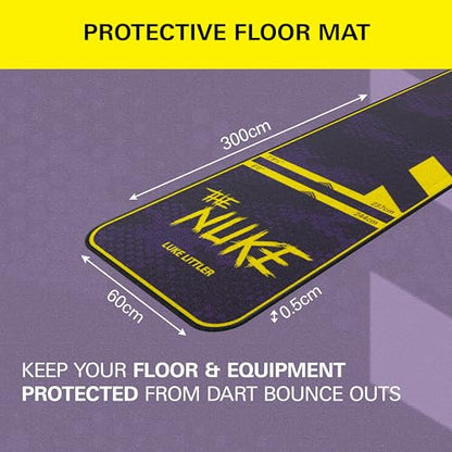 Target Darts Luke Littler Dart Mat, The Nuke Darts Mat | Dart Oche Mat with Soft Tip and Steel Tip Throw Line Distances | Non Slip Carpet Mats for Floor and Dart Tips Protection