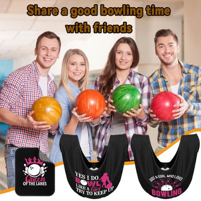 Hahafelt 3 Pcs Bowling Ball Polisher Gifts Microfiber Bowling Seesaw Bag with 10'' x 8'' Bowling Towel Shammy Pad Bowling Accessories for Bowlers Women Bowling Lovers - style: Girls