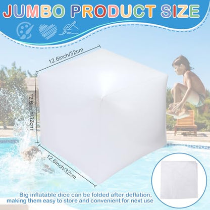 4 Pieces Jumbo Inflatable Dice 12.6 Inch Giant Large Inflatable Dice DIY Painting Crafts for Indoor Outdoor Lawn Game Pool Casino Themed Game Bunco Night Birthday Party Board Game (Blank White) - color: Diy Pattern