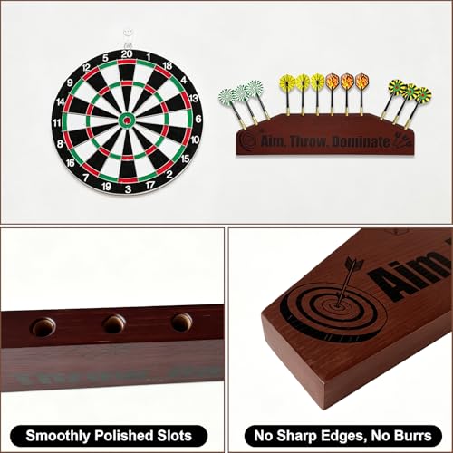 Wall Mounted Dart Holder Wall Caddy, Wooden Dart Rack Holds 12 Darts, Dart Board Accessories Display Stand for Dart Game, Dartboard Wall Storage Organizer