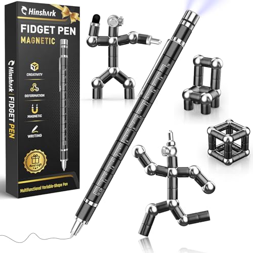 Gifts for Men Fidget Pen, Back to School Supplies, Anniversary Birthday Gifts for Men Him Boyfriend, Multifunction Pen Cool Stuff Gadgets, College School Supplies Gift for Teachers Teens Boys Girls - color: Black