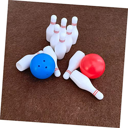 Toyvian Mini Bowling Model Toy Set 20 Mini Pins and 4 Balls Dollhouse Accessories for House Decoration Realistic Scene Display Kids Play Prop