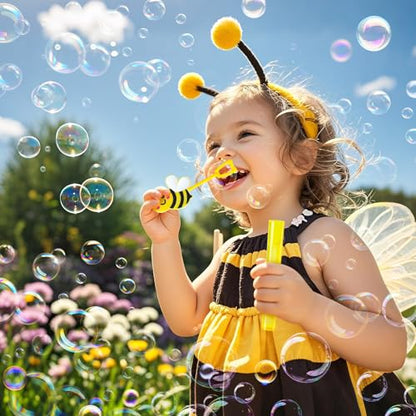 Winrayk Bee Party Favors, 24Pcs Bee Themed Mini Bubble Wands for Kids Bubbles Bulk with Detachable Topper (6 Styles & Colors), Birthday Gift Easter Goody Bag Stuffer Classroom Prizes Honey Party Favor - style: Bee