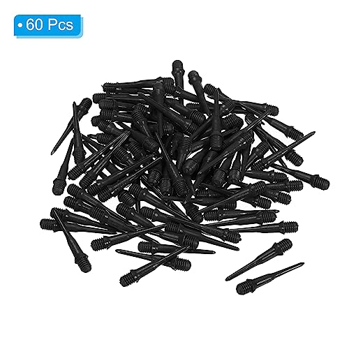 PATIKIL Plastic Dart Tips, 60 Pack 2BA Thread Soft Dart Tips Plastic Tip Soft Tip Dart Accessories, Black