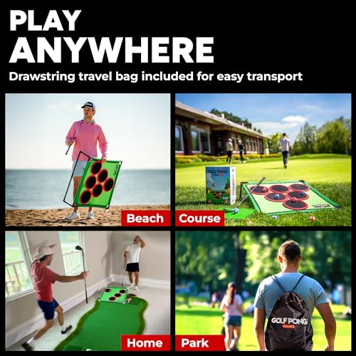 Golf Pong Game Set, Jumbo Backyard Lawn Game, Portable Indoor-Outdoor Chipping Golf Gift for Men, Women & Family Original