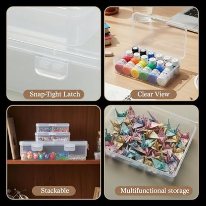 24 Packs Small Clear Plastic Beads Storage Containers Box with Hinged Lid for Storage of Small Items, Crafts, Jewelry, Hardware(Multiple Sizes) - size: Multiple Sizes