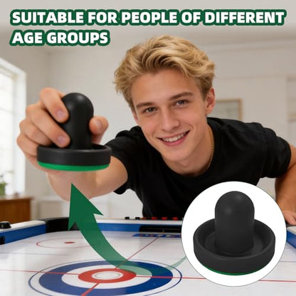 4 Set Air Hockey Pucks and Paddles Air Hockey Strikers Pushers Air Hockey Table Replacement Accessories with 2 Sets of 76mm Push Handles and 2 Sets of 96mm Push Handles, All Containing 64mm Balls