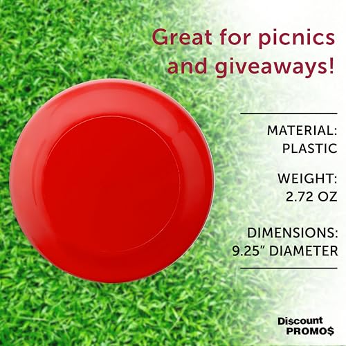 DISCOUNT PROMOS Frisbee Flying Discs in Bulk, 9.25 in. Fun Family Beach Game - color: Blank - Red, size: 10 flying discs