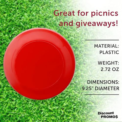 DISCOUNT PROMOS Frisbee Flying Discs in Bulk, 9.25 in. Fun Family Beach Game - color: Blank - Red, size: 10 flying discs