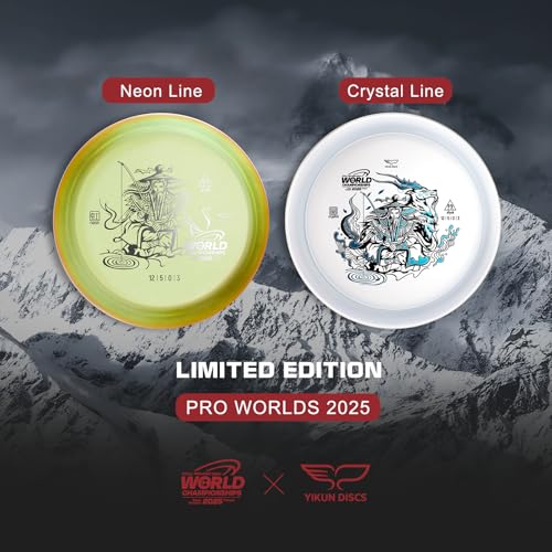 Yikun Disc Golf Ultra-Overstable Distance Driver|Pro Worlds 2025 Limited Edition|Powerful Hyzer Fade for Forehand/Backhand|Skip-Enhanced Approach Shots|PDGA Approved 170-175g - color: Pro Wolds 2025（Transparent）