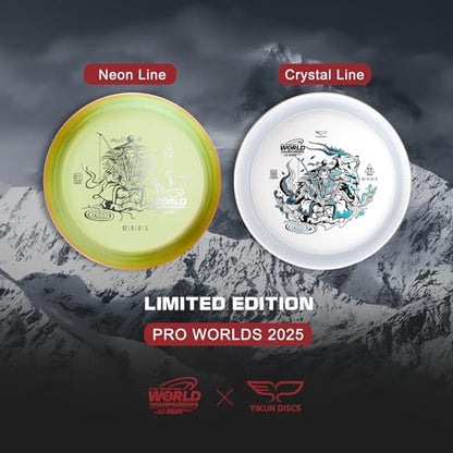 Yikun Disc Golf Ultra-Overstable Distance Driver|Pro Worlds 2025 Limited Edition|Powerful Hyzer Fade for Forehand/Backhand|Skip-Enhanced Approach Shots|PDGA Approved 170-175g - color: Pro Wolds 2025（Transparent）