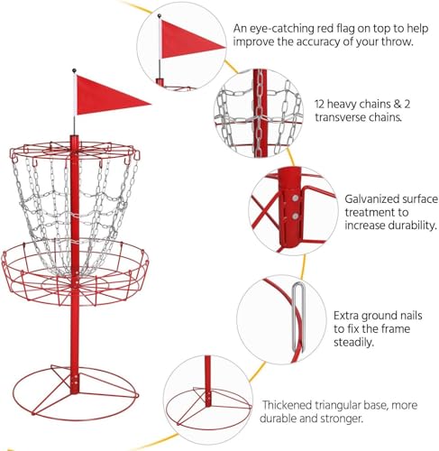 Yaheetech Portable Disc Golf Basket, Lightweight Steel Practice Target Steel Frisbee Hole Disc Golf Goals Catcher