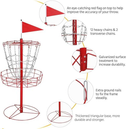Yaheetech Portable Disc Golf Basket, Lightweight Steel Practice Target Steel Frisbee Hole Disc Golf Goals Catcher