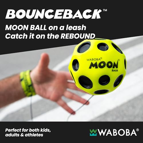 Waboba Bounceback Returning Yellow Moon Ball Hyper Bouncy Balls, Extreme Bounce and Fun, Super High Bouncing Ball for Active Play and Outdoor Games - style: Yellow