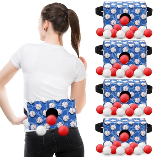Shyyween 4 Pack Baseball Shaking Swing Balls Party Game, Waist Strap Shake Box Set with 80 Balls, Indoor Outdoor Birthday Carnival Family Games