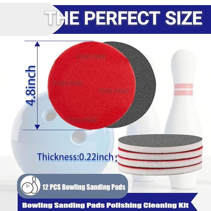 12 PCS Bowling Ball Sanding Pads, Bowling Sanding Pads Polishing Cleaning Kit, Bowling Ball Polish Pad 400, 500~600, 800~1000, 1200~1500, 2000, 2500, 3000, 5000