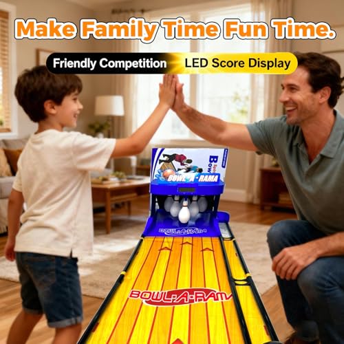 Electronic LED Bowling Game with Auto Reset Indoor Bowling Sports Console with LED Scoreboard Foldable Bowling Set Portable Home Bowling Alley for Children and Adults