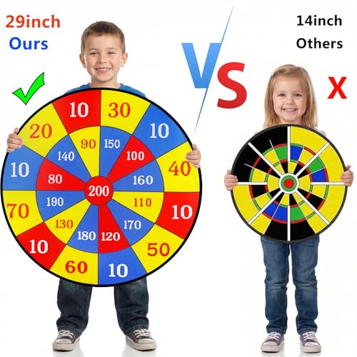 29" Large Dart Board for Kids, Board Games with 24 Sticky Balls, Sticky Dart Board Indoor Outdoor Sport Fun Party Game Toys for Kids Boys Girls Ages 3 4 5 6 7 8 9 10 11