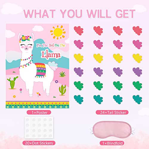WERNNSAI Pin The Tail on The Llama Party Games - Llama Theme Birthday Supplies for Kids Girls 21" x 28" Poster 24 Pcs Tails Alpaca Party Decorations - style: Llama
