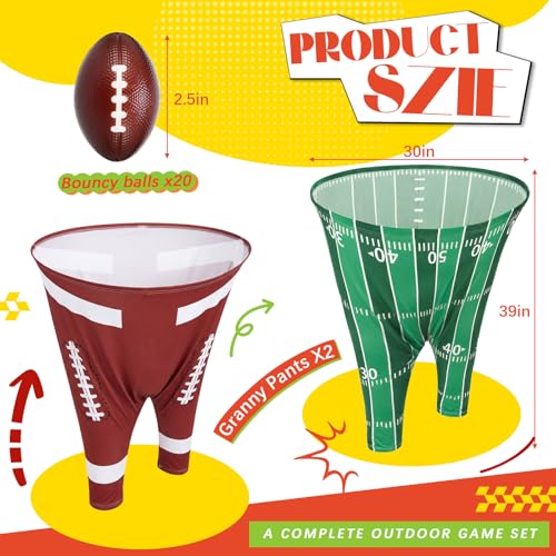 Granny Pants Yard Game, Baseball Soccer Game Outdoor Party Toss with 2.5 Inch Durable High-Bounce Balls, No Inflation Needed, Wind-Resistant for Backyard, Family Reunion & Easter - style: Football
