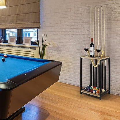 smusei Pool Stick Holder Pool Cue Holder Pool Cue Stick Rack Wood Billiard Stick Holder for Billiard Room Game Room Club Pool Table Accessories Holds 6 Cues, Floor Stand, Light Brown - color: Light Brown