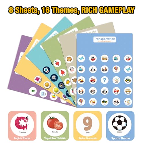 Matching Memory Game for Kids Age 3 4 5 6 7 8 Year Old, Travel Toy for Boys Girls, Board Games for 4-6, Road Trip Essentials for Toddler, Airplane/ Car/ Camping Activity,Christmas Birthday Gifts