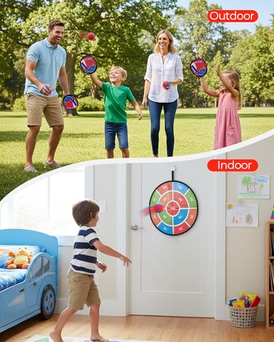 2 in 1 Toss and Catch Ball Game Set, Toddler Baseball Glove for Beach Pool Yard, Kids Sports & Outdoor Play Toys with Target Board, Birthday Gift for Ages 3 4 5 6 7 8-12 Year Old Boys Girls - style: 2 IN 1