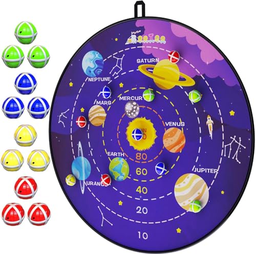 BooTaa 29" Large Dart Board for Kids, Kids Dart Board with Sticky Balls, Boys Toys, Indoor/Sport Outdoor Fun Party Play Game Toys, Birthday Gifts for 3 4 5 6 7 8 9 10 11 12 Year Old Boys Girls - style: Outer Space