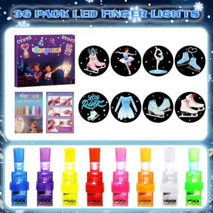 36 Pack Ice Skating Party Favors LED Finger Lights, Light up Toys Goodie Bag Stuffers, Classroom Rewards, Party Prizes Winter Skating Party Supplies - style: Skating