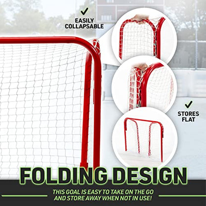 Franklin Sports Kids Mini Street Hockey Goal - Portable Folding Steel Floorball Goal - 36" x 24"