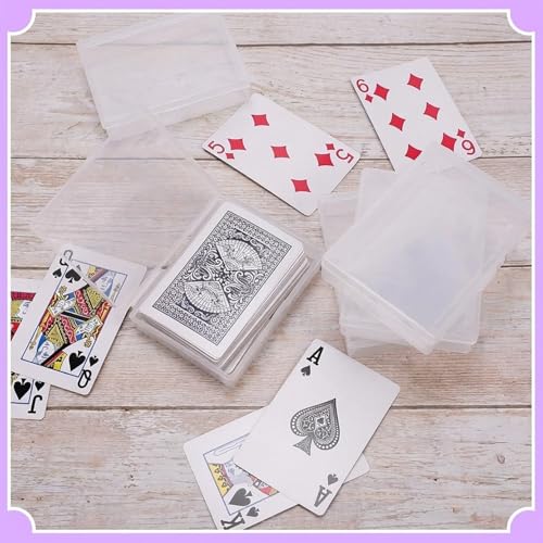 48 Pack Playing Card Cases Bulk, Clear Plastic Deck Box with Snap Closure, Empty Plastic Boxes Gaming Card Holder, Playing Deck Box for Poker Gaming Business Cards, 3.7x2.7x0.9 In(No Cards)