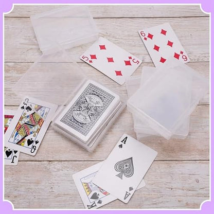 48 Pack Playing Card Cases Bulk, Clear Plastic Deck Box with Snap Closure, Empty Plastic Boxes Gaming Card Holder, Playing Deck Box for Poker Gaming Business Cards, 3.7x2.7x0.9 In(No Cards)