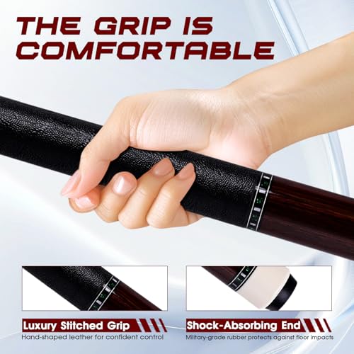 HMQQ Carbon Fiber Pool Cue Stick 58” 2-Piece, Low Deflection Billiard Cue, 11.5mm Pro Shaft, Adjustable Weight, Professional Pool Stick with Case, 19oz, 3/8x10 Joint, for Men Women Players - color: Purple