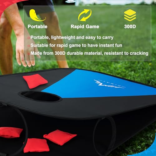 Himal Portable Cornhole Board Set with 8 Toss Bags and Carrying Case, Foldable 3 x 2 Ft Outdoor Lawn Toss Boards for Backyard, Camping, Tailgating and Beach Activities