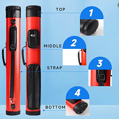 GSE Games & Sports Expert 2x2 Deluxe Hard Billiard Pool Cue Stick Carrying Case, Billiard Cue Case, Billiards Accessories (Several Colors Available) - color: Deluxe Oval - Red/Black