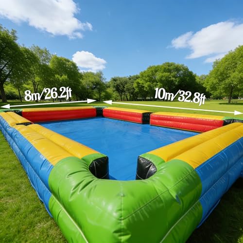 Snookball Giant Inflatable Soccer Pool Table Football Pool Pitch Billiards Inflatable Football Billiard Game with PVC Mat, Air Blower, 16 Balls for Party, Event - size: 10*8m