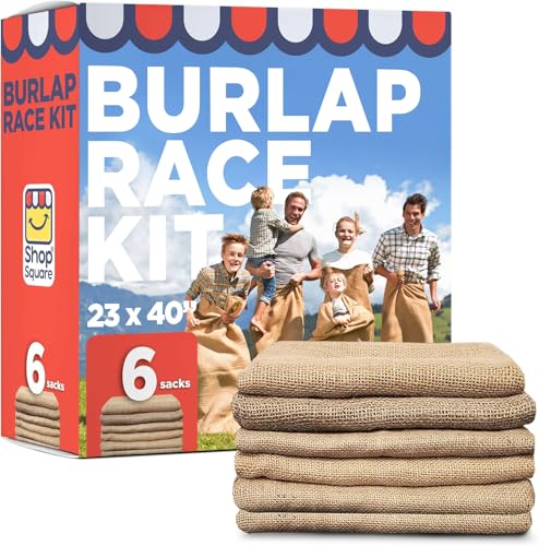 Shop Square Potato Sack Race Bags, 23x40 - Set of 6, Fun Burlap Sacks for Kids & Adults, Perfect for Field Day, BBQs, Picnics, Parties & More - size: Pack of 6