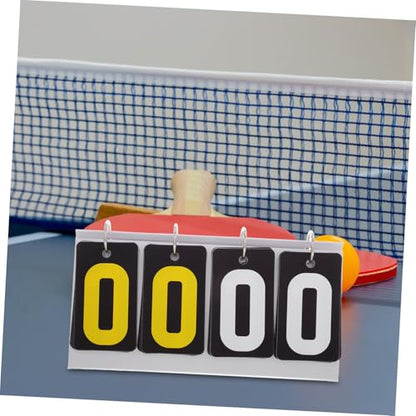 Yardwe Portable Tennis Score Keeper Flip Scoreboard Tabletop Scoreboard 4 Numbers Black Yellow Plastic Easy to Operate for Sports Games
