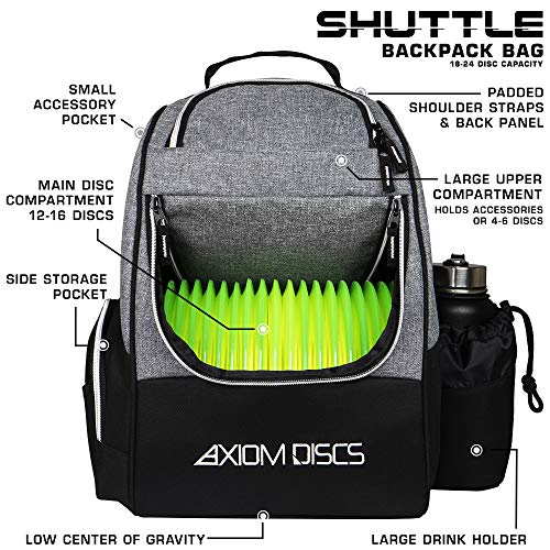Axiom Discs Shuttle Disc Golf Backpack Bag (Choose Your Style and Color) - color: Heather Gray, style: Without Velcro Side Panel
