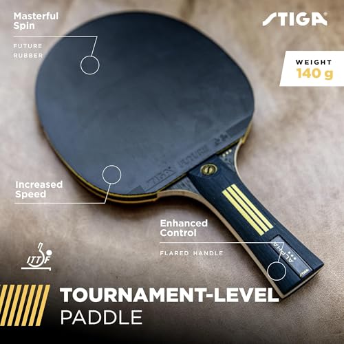 STIGA Bullet Ping Pong Paddle – 5-ply Extra Light Blade – 2mm Premium Sponge – Flared Handle for Masterful Grip – Performance Table Tennis Racket for Competitive Play - style: Alpha