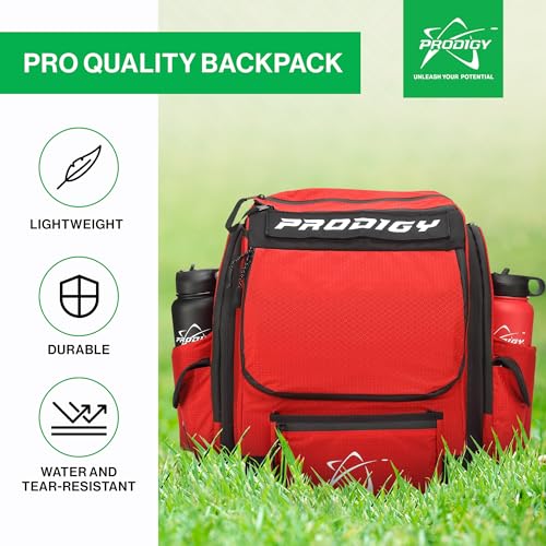 Prodigy Disc BP-1 V3 Disc Golf Backpack | Backpack Storage with 30+ Disc Capacity | Disc Golf Backpack Bag | Tear & Water Resistant | Golf Accessories for Men | Large Golf Disc Bags - color: Red