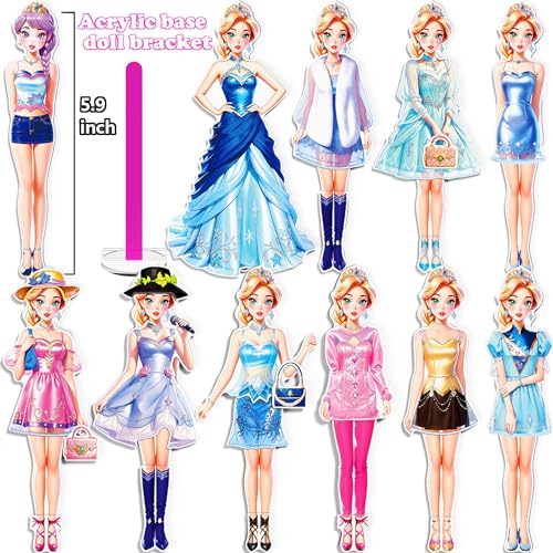 Magnetic Dress Up Paper Doll Playset,Pretend Play Game Travel Toys Car Road Trip Activity,Magnet Clothes Puzzles Kids Toddler Girls,Preschool Learning Created Imagine Birthday Gift - color: D Set