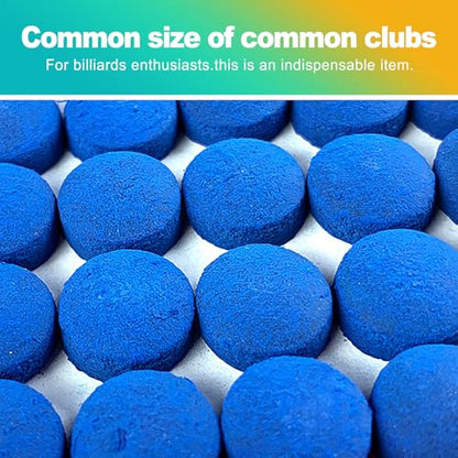25 Pack 13mm Pool Cue Tips - Premium Hard Leather Replacement Kit for Pool, Snooker & Billiards, Includes Storage Box - Precision Performance & Repair Kit for Tacos de Billar, Blue