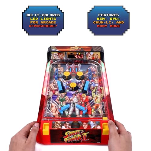 Street Fighter II: Arcade Pinball - Premium Series, Lights & Sounds Iconic Tabletop Game, LED Scoreboard, Vibrating Bumpers, Licensed, Adults-Kids 6+