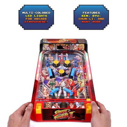 Street Fighter II: Arcade Pinball - Premium Series, Lights & Sounds Iconic Tabletop Game, LED Scoreboard, Vibrating Bumpers, Licensed, Adults-Kids 6+