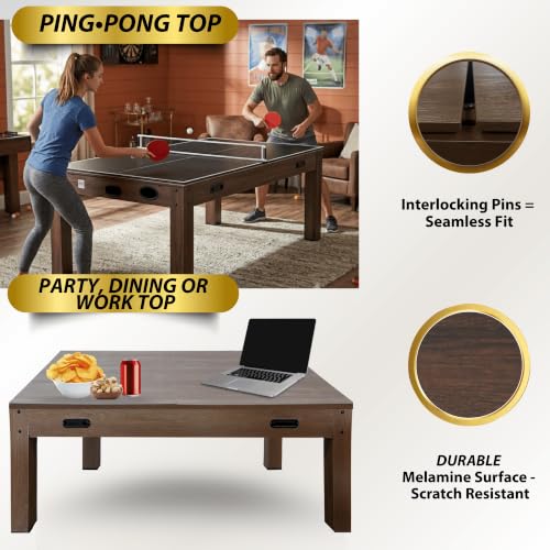7ft Multi Game Table 4 in 1 Pool Table Ping Pong Table Air Hockey Combo Game Table Includes All Accessories for Game Room & Family - color: Espresso