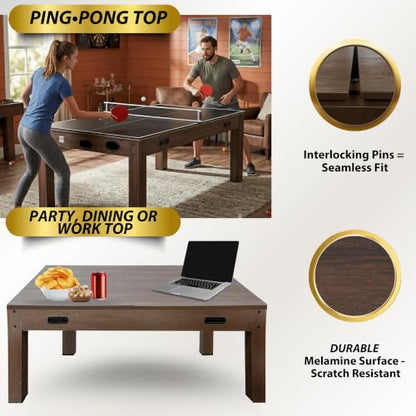 7ft Multi Game Table 4 in 1 Pool Table Ping Pong Table Air Hockey Combo Game Table Includes All Accessories for Game Room & Family - color: Espresso