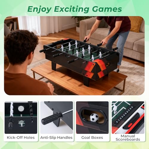GYMAX 4 in 1 Multi Game Table, 32" Combo Game Table Set Includes Foosball, Pool Table, Hockey, Ping Pong Tabletops w/Accessories for Kids & Adults, Home, Game Room, Family Nights - color: Black